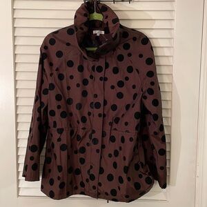Ubu Women's Black Felt & Brown Polka Dot Zip Top/Jacket/Blazer Gathered Waist